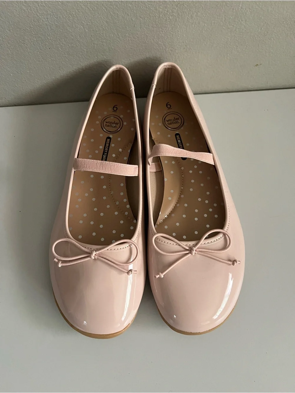 New Girls Wonder Nation Pink Bow Ballet Flats Patent Mary Jane Party Shoes 6